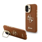 Guess PU Grained 4G Logo Stand Camera Frame tok iPhone 16 készülékhez barna