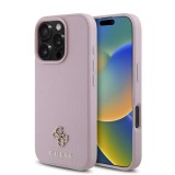 Guess PU Grained 4G Small Metal Logo MagSafe tok iPhone 16 Pro készülékhez rózsaszín
