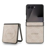 Guess PU Leather 4G Colored Ring Magnetic tok Samsung Galaxy Z Flip 7 készülékhez rózsaszín