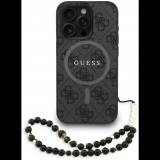 Guess PU Leather 4G Colored Ring Strap MagSafe iPhone 15 Pro Black tok (GUHMP15LP4GREGSK)