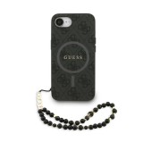 Guess PU Leather 4G Colored Ring Strap MagSafe tok iPhone 16e készülékhez fekete