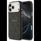 Guess PU Leather 4G Gold Frame MagSafe Zadní Kryt pro iPhone 17 Pro Max Black (GUHMP17XP4MSEGCK)