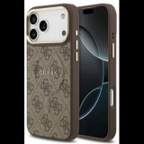 Guess PU Leather 4G Gold Frame MagSafe Zadní Kryt pro iPhone 17 Pro Max Brown (GUHMP17XP4MSEGCW)