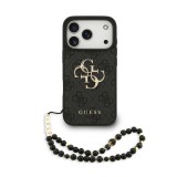 Guess PU Leather 4G Logo Strap Apple iPhone 17 Pro (6.3) hátlapvédő tok fekete (GUHCP17LP4GMGSK)