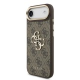Guess PU Leather 4G Metal Logo Gold Frame MagSafe tok iPhone 17 Air készülékhez barna