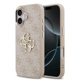 Guess PU Leather 4G Metal Logo Gold Frame tok iPhone 17 készülékhez rózsaszín