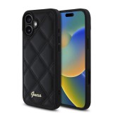 Guess PU Leather Quilted tok iPhone 16 Plus készülékhez fekete