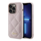 Guess Quilted Metal Logo Apple iPhone 15 Pro Max hátlap tok, rózsaszín