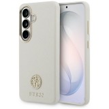 Guess Rhinestone Round Logo Samsung Galaxy S26 mágneses tok, MagSafe, bézs