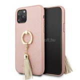 Guess Saffiano iPhone 11 Pro gyűrűs kitámasztóval rózsaszín kemény tok (GUHCN58RSSARG)