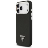 GUESS tok az IPHONE 17 Pro készülékhez, kompatibilis a MagSafe rendszerrel GUHMP17LPGTSPSK (szemcsés PU háromszög logó) fekete