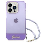 Guess Translucent Pearl Strap Apple iPhone 14 Pro hátlap tok , lila