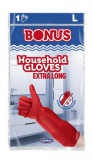 Gumikesztyű, háztartási, latex, extra hosszú, 38 cm, L méret, BONUS, piros (KHT1315)