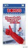 Gumikesztyű, háztartási, latex, extra hosszú, 38 cm, M méret, BONUS, piros