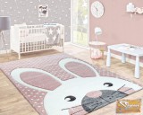 Gyerekszőnyeg, nyuszis, pasztell rózsaszínben