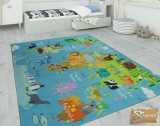 Gyerekszőnyeg, világtérkép állatokkal