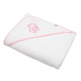 Gyermek frottír törölköző hímzéssel és kapucnival New Baby 100x100 fehér elefánt