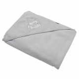 Gyermek frottír törölköző hímzéssel és kapucnival New Baby 100x100 szürke maci