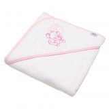 Gyermek frottír törölköző hímzéssel és kapucnival New Baby 80x80 fehér elefánt