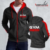 Gym is my therapy cipzáras pulóver piros-fekete (S, 3XL méretben rendelhető)