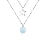 GYÖNGY - CSILLAG  MEDÁL   NYAKLÁNCON -  light blue