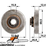 Gyűrűs lánckerék Oregon .325, 7Z