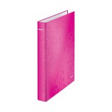 Gyûrûskönyv A4, Maxi 4cm, 2 gyûrû, D alakú, karton Leitz Wow rózsaszín