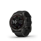 Garmin fenix 7 Pro Sapphire Solar Carbon Grey DLC Titánium fekete szilikon szíjjal pulzusmérő óra