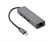 Gembird USB-C Gigabit network adapter with 3-port USB 3.1 hub Grey A-CMU3-LAN-01