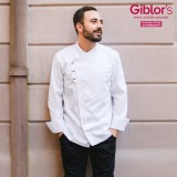 Giblor&#039;s szakácskabát - fehér, hosszú ujjú, díszpatentos