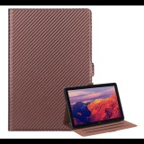 Gigapack Tok álló, bőr hatású (FLIP, oldalra nyíló, asztali tartó funkció, karbon minta) BARNA [Huawei Mediapad T5 10 WIFI] (5996457838851) - Tablet tok