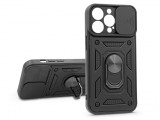 Haffner Apple iPhone 13 Pro ütésálló hátlap gyűrűvel és kameravédővel - Slide Armor - fekete