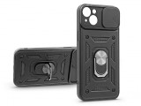 Haffner Apple iPhone 14 Plus ütésálló hátlap gyűrűvel és kameravédővel - Slide Armor - fekete