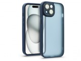 Haffner Apple iPhone 15 hátlap kameravédő peremmel, lencsevédő üveggel - Variete - sötétkék