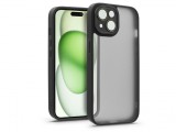 Haffner Apple iPhone 15 Plus hátlap kameravédő peremmel, lencsevédő üveggel - Variete - fekete