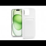 Haffner Apple iPhone 15 Plus szilikon hátlap kártyatartóval - Card Case - fehér (PT-6843)