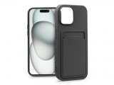 Haffner Apple iPhone 15 Plus szilikon hátlap kártyatartóval - Card Case - fekete