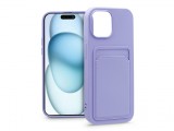 Haffner Apple iPhone 15 Plus szilikon hátlap kártyatartóval - Card Case - lila