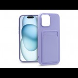 Haffner Apple iPhone 15 Plus szilikon hátlap kártyatartóval - Card Case - lila (PT-6845)