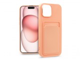 Haffner Apple iPhone 15 Plus szilikon hátlap kártyatartóval - Card Case - rózsaszín