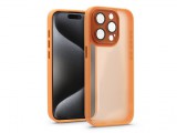 Haffner Apple iPhone 15 Pro hátlap kameravédő peremmel, lencsevédő üveggel - Variete - narancs