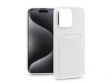 Haffner Apple iPhone 15 Pro Max szilikon hátlap kártyatartóval - Card Case - fehér