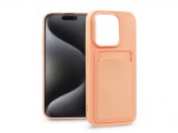 Haffner Apple iPhone 15 Pro Max szilikon hátlap kártyatartóval - Card Case - rózsaszín