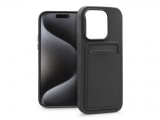 Haffner Apple iPhone 15 Pro szilikon hátlap kártyatartóval - Card Case - fekete
