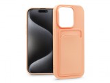 Haffner Apple iPhone 15 Pro szilikon hátlap kártyatartóval - Card Case - rózsaszín