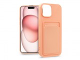Haffner Apple iPhone 15 szilikon hátlap kártyatartóval - Card Case - rózsaszín