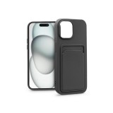 Haffner Card Case kártyatartós szilikon tok - Apple iPhone 15 Plus - fekete