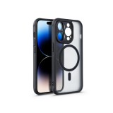 Haffner Matte Mag Cover szilikon tok - Apple iPhone 15 Pro - fekete/átlátszó