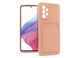 Haffner Samsung A536U Galaxy A53 5G szilikon hátlap kártyatartóval - Card Case - rózsaszín
