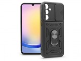 Haffner Samsung SM-A256 Galaxy A25 5G ütésálló hátlap gyűrűvel és kameravédővel - Slide Armor - fekete